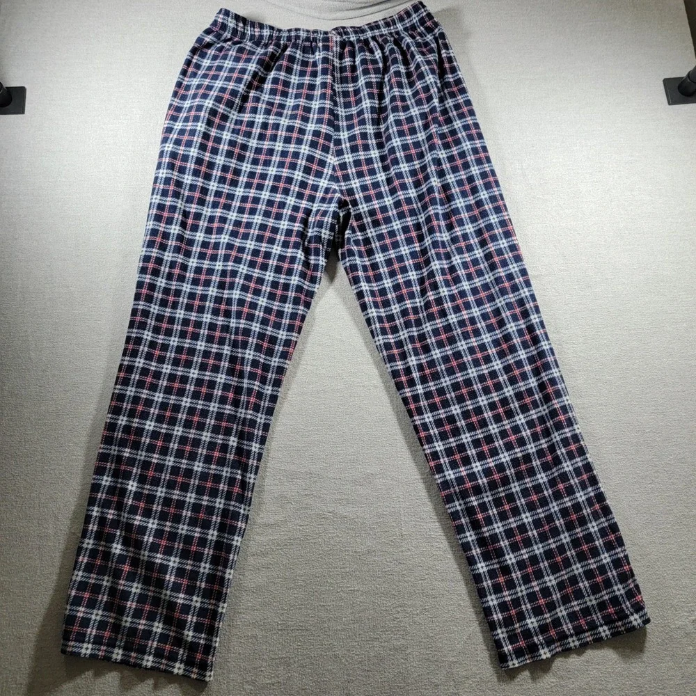 Stafford Pajama Pants Mens XL Blue Excellent Fleece Plaid Loungewear Bottoms